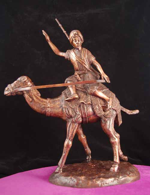 Arabian Knight Bronze Sculpture Man Riding Camel
