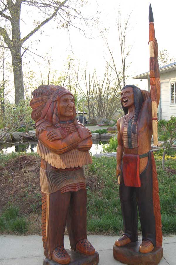 Wooden Indian Warrior Custom Carved Wood American Made 