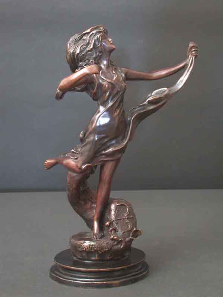 Celestial Dancer Female Bronze Sculpture Mounted on Marble Base