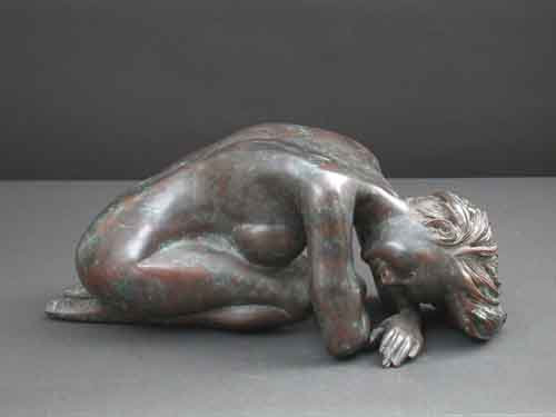 Bronze Lady Fetal Position Sculpture