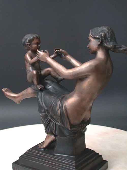 Image 1 of Bronze Mother with Child Sculpture Art 