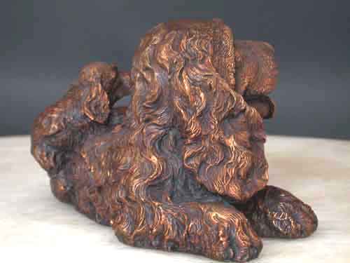 Image 2 of Bronze Dog Cocker Spaniel Dog w/ Puppies Sculpture