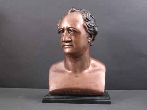 Goethe Bronze Bust on Marble Base Sculpture Art