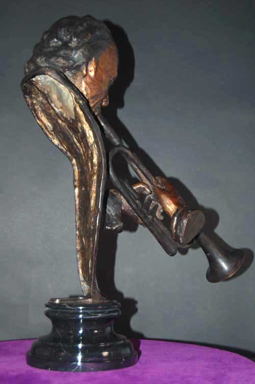 Image 2 of Miles Davis Bronze Bust Jazz Trumpeter Statue Sculpture