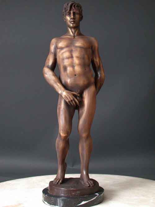 Image 2 of Bronze Man Sculpture Large Body Building Art