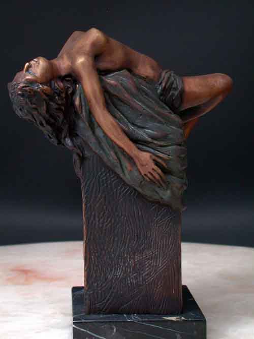 Sensual Stretch Backward Female Solid Bronze Sculpture